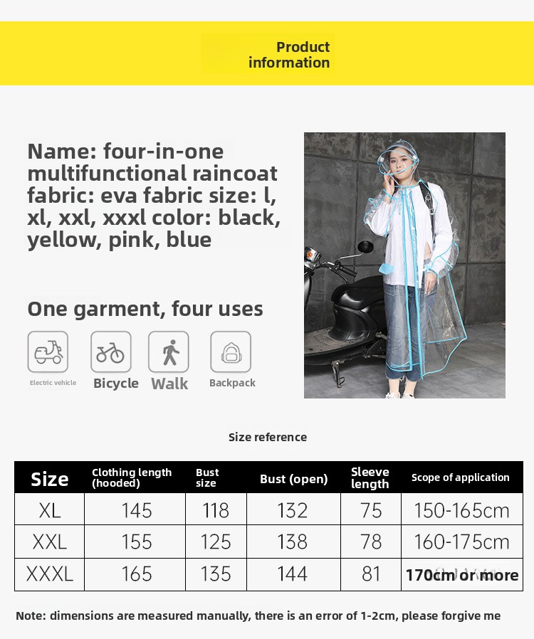 Poncho de pluie transparent en - Cycling Commute Rain avis et prix